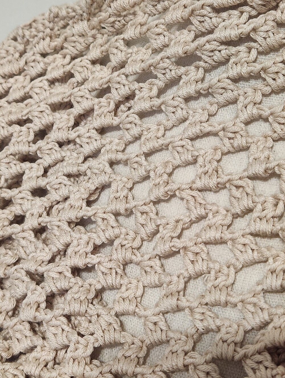 Handmade Crochet Bandana Hip Scarf Top Boho Festival Coasta Cowgirl Wrap Beige - Picture 8 of 11